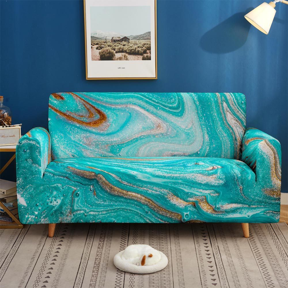 HKM-737555 Artistic Non-slip Stretch Sofa Cover - Floral Design, Polyester Fabric, Modern Style, Various Sizes Available