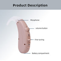 HKM-737555 Digital BTE Hearing Aid with Adjustable Tone Amplifier for Seniors with Moderate to Severe Hearing Loss