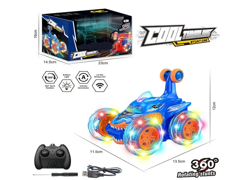 HKM-737619 360 Degree Rotating RC Stunt Car with Wheel Lights - Off Road Remote Control Vehicle