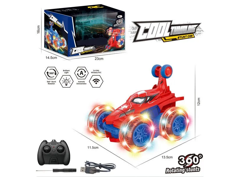 HKM-737619 360 Degree Rotating RC Stunt Car with Wheel Lights - Off Road Remote Control Vehicle