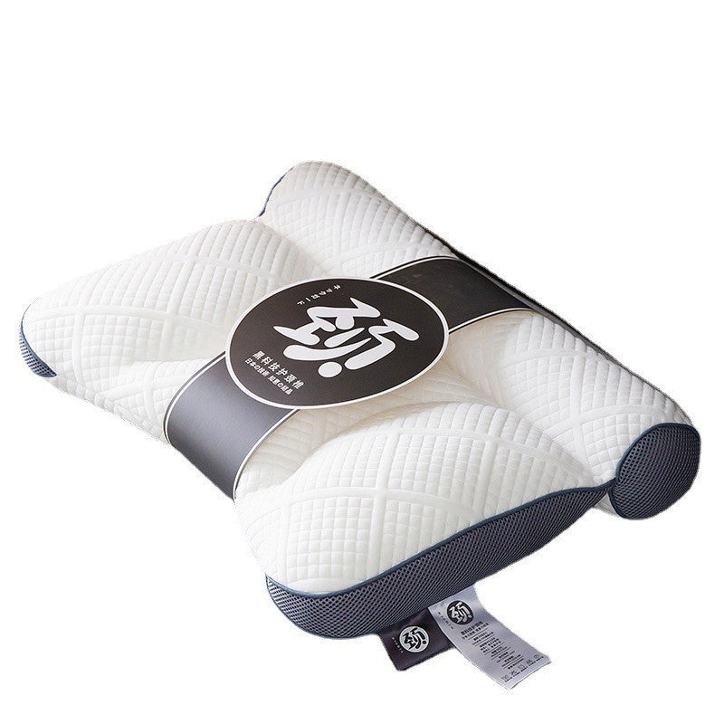 HKM-737619 Cervical Pillow Rectangular Design in Mint Blue, Dark Gray, and Linen for Adults