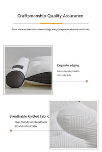 HKM-737619 Cervical Pillow Rectangular Design in Mint Blue, Dark Gray, and Linen for Adults