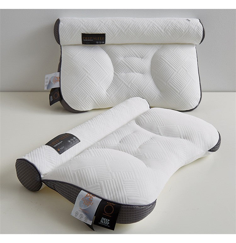 HKM-737619 Cervical Pillow Rectangular Design in Mint Blue, Dark Gray, and Linen for Adults