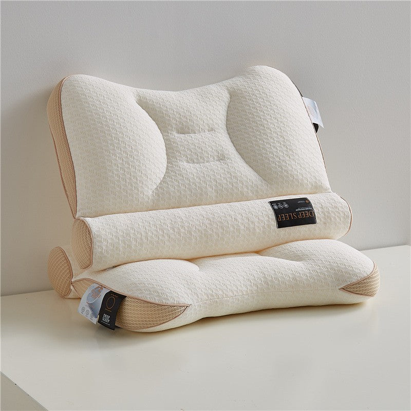 HKM-737619 Cervical Pillow Rectangular Design in Mint Blue, Dark Gray, and Linen for Adults