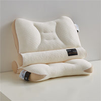 HKM-737619 Cervical Pillow Rectangular Design in Mint Blue, Dark Gray, and Linen for Adults