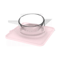 HKM-737683 Pet Anti-Overflow Mat with Inclined Mouth Single Bowl – 440ML Water Bowl & 400ML Food Bowl for Cats and Dogs