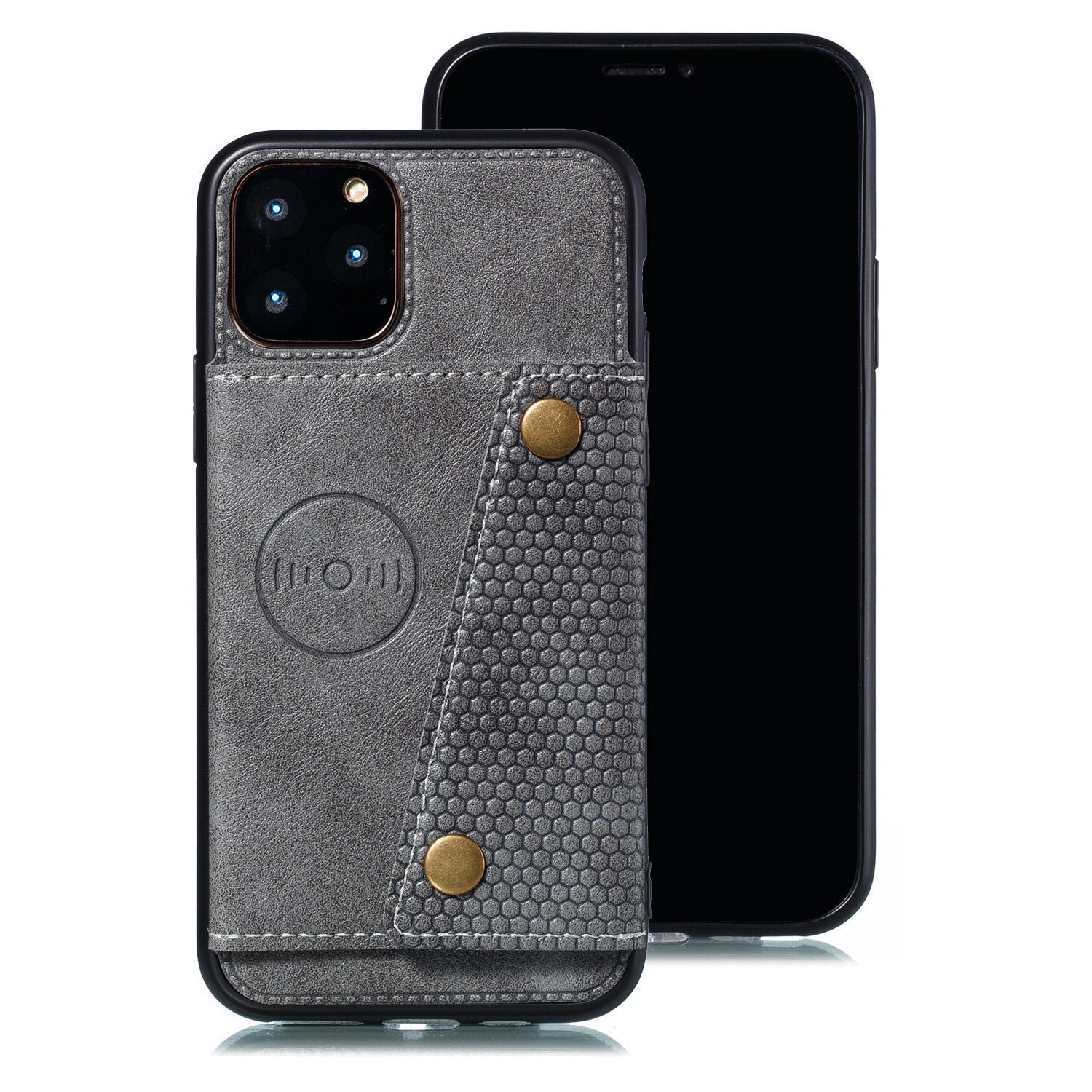 HKM-737747 Fashionable TPU and Leather Phone Case Compatible with iPhone 12, 11, 8 Plus, and Android Models