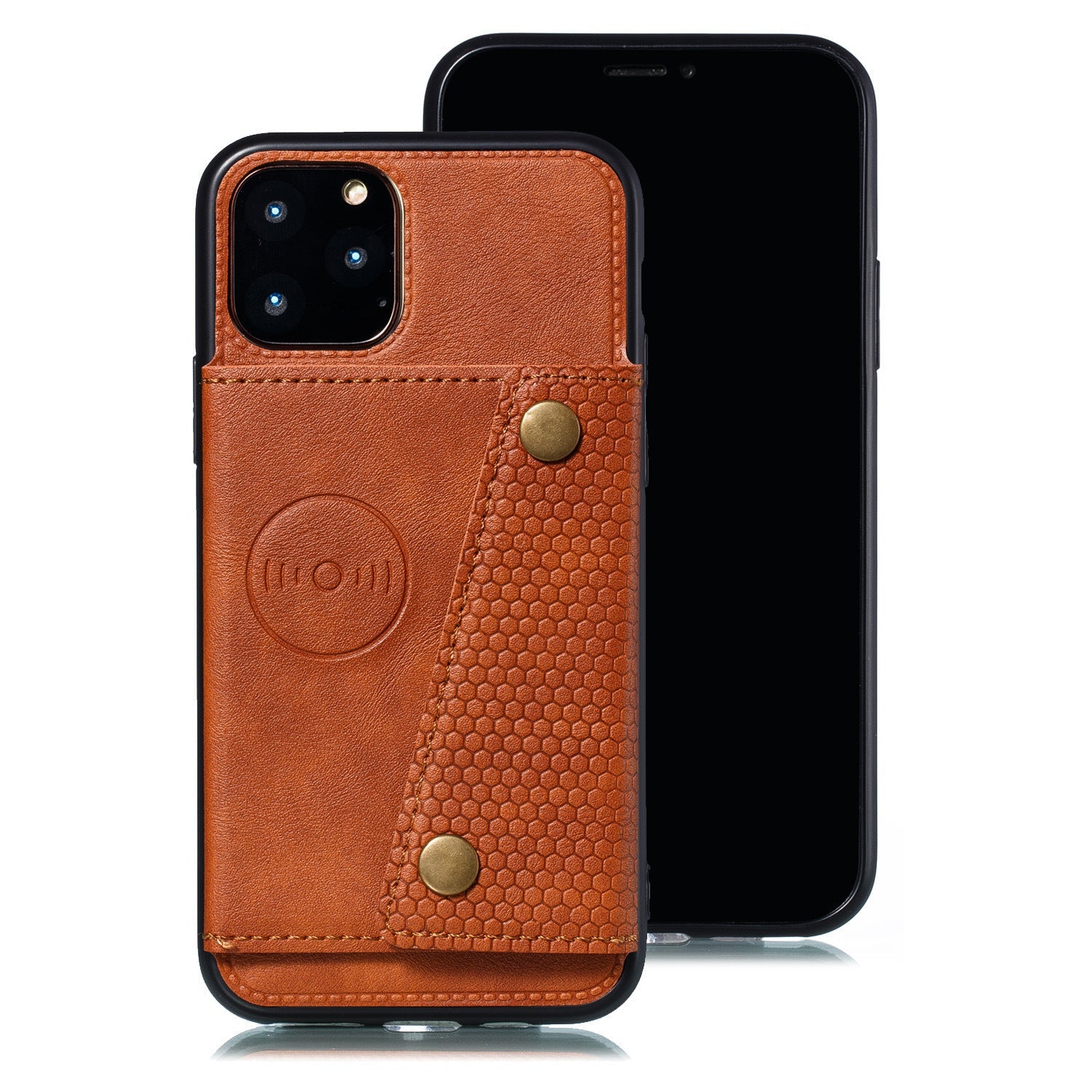 HKM-737747 Fashionable TPU and Leather Phone Case Compatible with iPhone 12, 11, 8 Plus, and Android Models