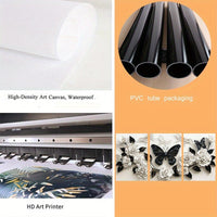HKM-737747 Framed Canvas Art Set Featuring Black Butterfly and White Roses - Multiple Sizes Available