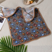 HKM-737939 Cozy Thermal Coral Fleece Pet Blanket with Paw Print Design for Dogs and Cats