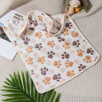 HKM-737939 Cozy Thermal Coral Fleece Pet Blanket with Paw Print Design for Dogs and Cats