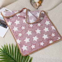 HKM-737939 Cozy Thermal Coral Fleece Pet Blanket with Paw Print Design for Dogs and Cats