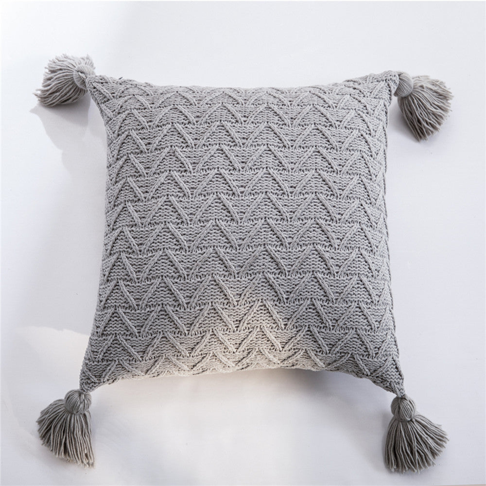 HKM-737939 Nordic Chenille Quilted Cushion Cover 45x45cm Striped Design, Polyester with PP Cotton Filling