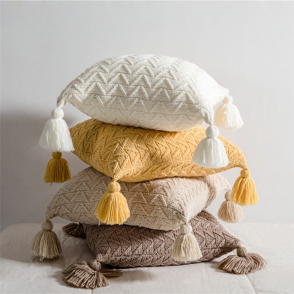 HKM-737939 Nordic Chenille Quilted Cushion Cover 45x45cm Striped Design, Polyester with PP Cotton Filling