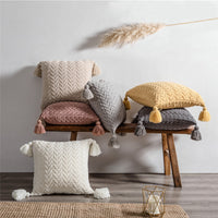 HKM-737939 Nordic Chenille Quilted Cushion Cover 45x45cm Striped Design, Polyester with PP Cotton Filling