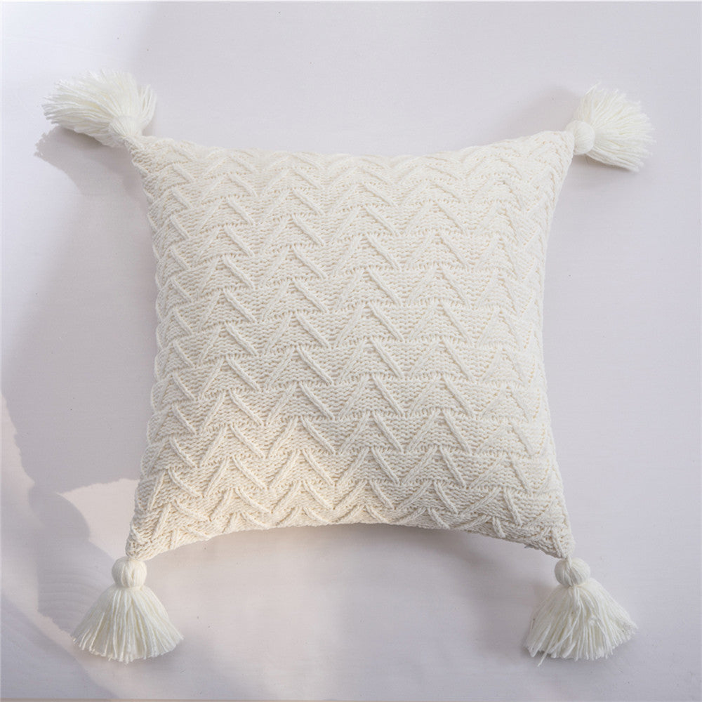 HKM-737939 Nordic Chenille Quilted Cushion Cover 45x45cm Striped Design, Polyester with PP Cotton Filling