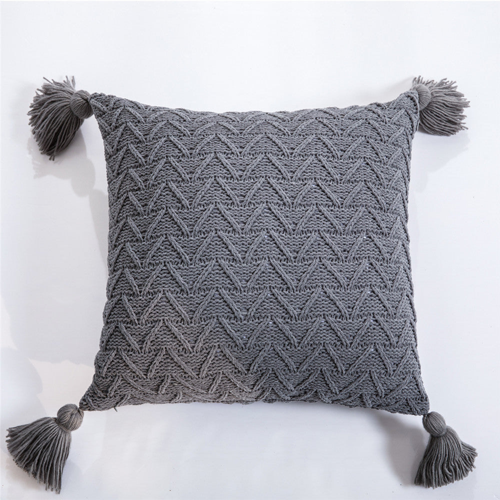 HKM-737939 Nordic Chenille Quilted Cushion Cover 45x45cm Striped Design, Polyester with PP Cotton Filling