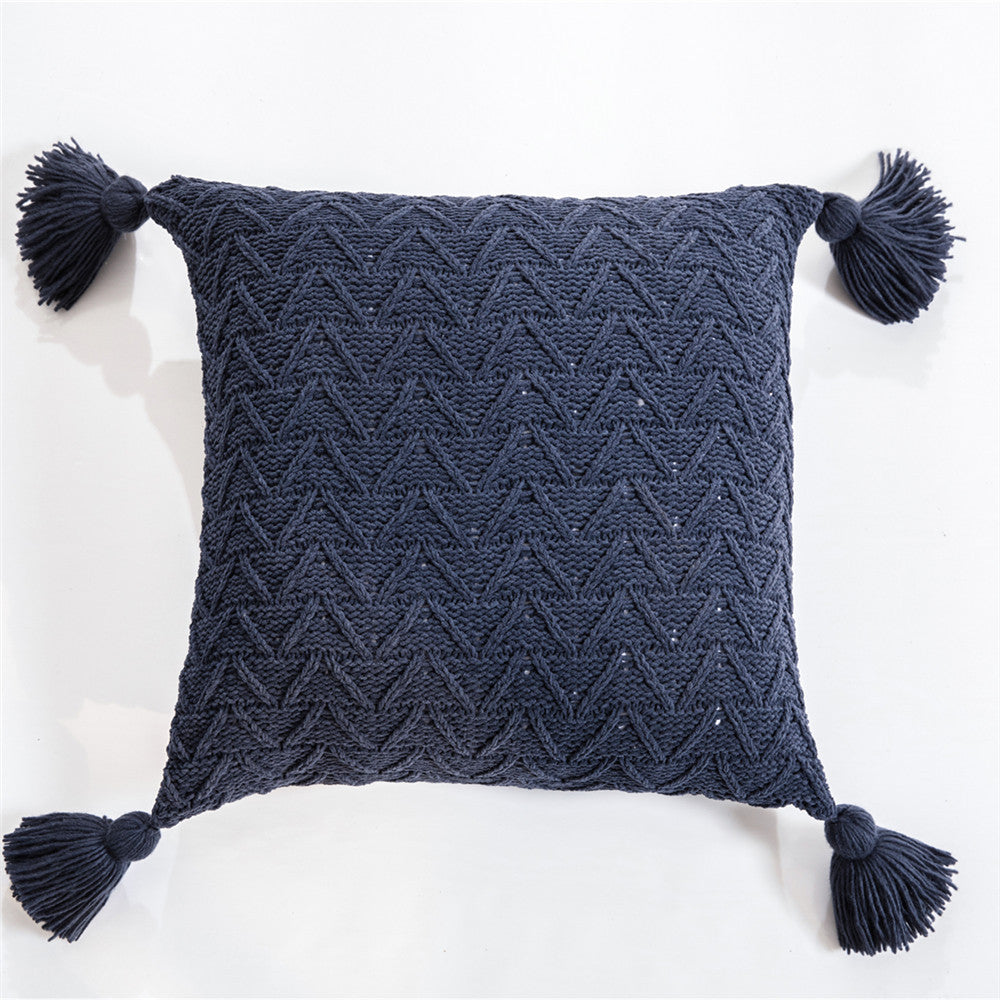 HKM-737939 Nordic Chenille Quilted Cushion Cover 45x45cm Striped Design, Polyester with PP Cotton Filling