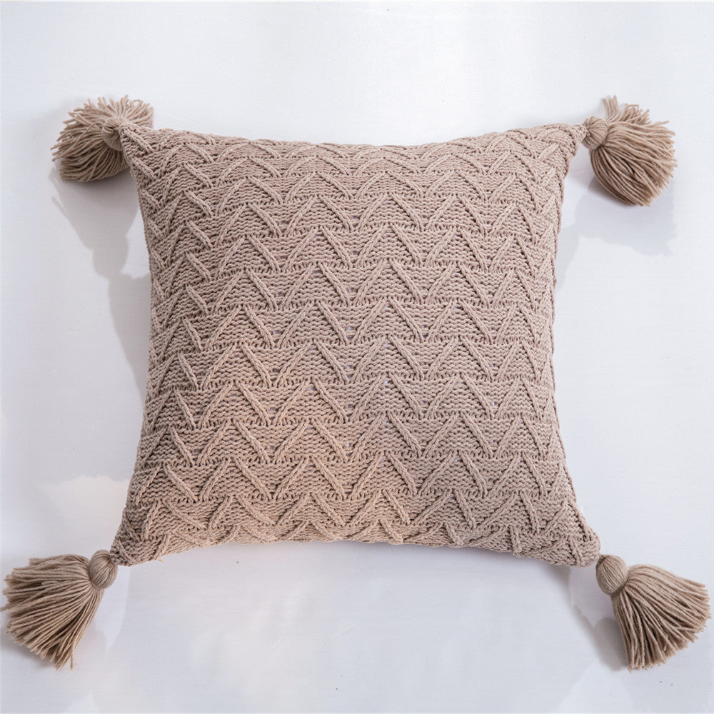 HKM-737939 Nordic Chenille Quilted Cushion Cover 45x45cm Striped Design, Polyester with PP Cotton Filling