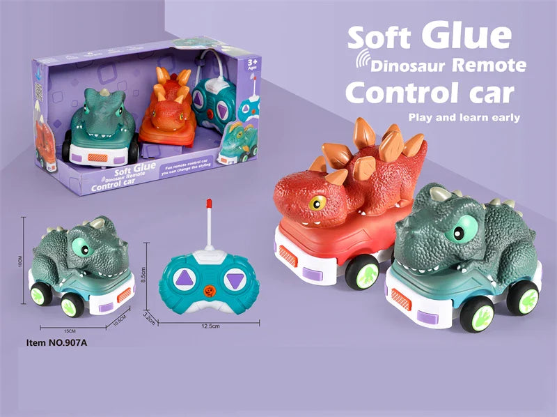 HKM-738067 Remote Control Soft Glue Dinosaur Car Toy for Indoor and Outdoor Play - Educational RC Vehicle for Ages 5 and Up