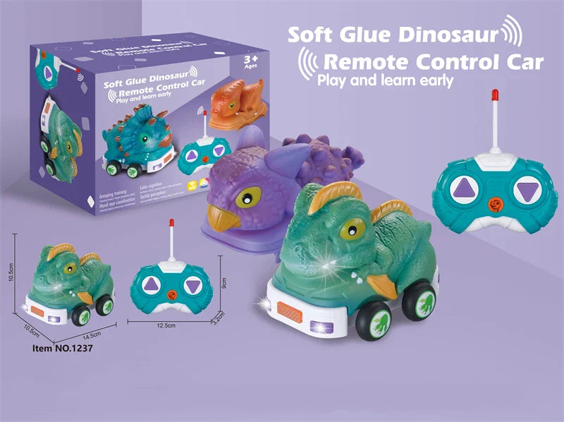HKM-738067 Remote Control Soft Glue Dinosaur Car Toy for Indoor and Outdoor Play - Educational RC Vehicle for Ages 5 and Up