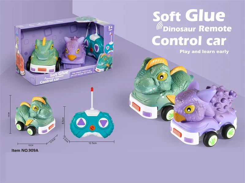 HKM-738067 Remote Control Soft Glue Dinosaur Car Toy for Indoor and Outdoor Play - Educational RC Vehicle for Ages 5 and Up