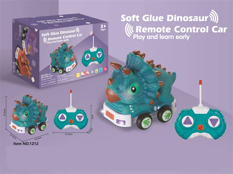 HKM-738067 Remote Control Soft Glue Dinosaur Car Toy for Indoor and Outdoor Play - Educational RC Vehicle for Ages 5 and Up