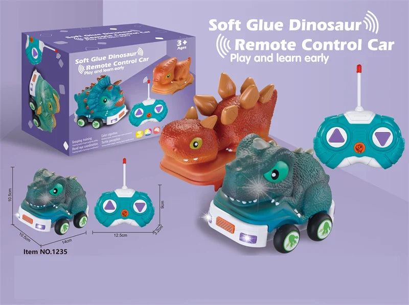 HKM-738067 Remote Control Soft Glue Dinosaur Car Toy for Indoor and Outdoor Play - Educational RC Vehicle for Ages 5 and Up