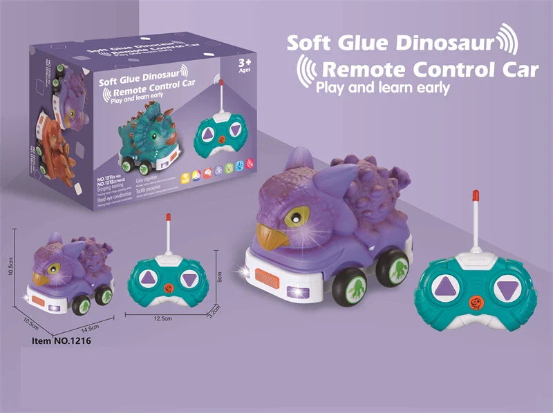 HKM-738067 Remote Control Soft Glue Dinosaur Car Toy for Indoor and Outdoor Play - Educational RC Vehicle for Ages 5 and Up