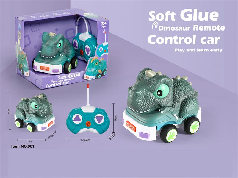 HKM-738067 Remote Control Soft Glue Dinosaur Car Toy for Indoor and Outdoor Play - Educational RC Vehicle for Ages 5 and Up