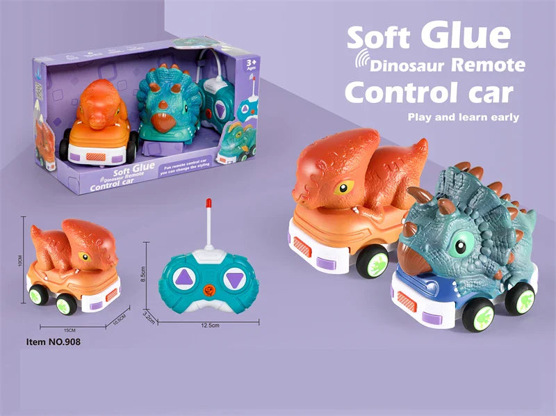 HKM-738067 Remote Control Soft Glue Dinosaur Car Toy for Indoor and Outdoor Play - Educational RC Vehicle for Ages 5 and Up