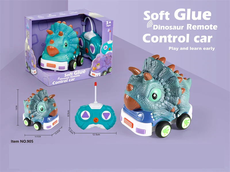 HKM-738067 Remote Control Soft Glue Dinosaur Car Toy for Indoor and Outdoor Play - Educational RC Vehicle for Ages 5 and Up