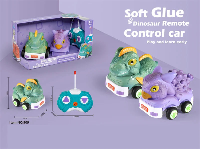 HKM-738067 Remote Control Soft Glue Dinosaur Car Toy for Indoor and Outdoor Play - Educational RC Vehicle for Ages 5 and Up