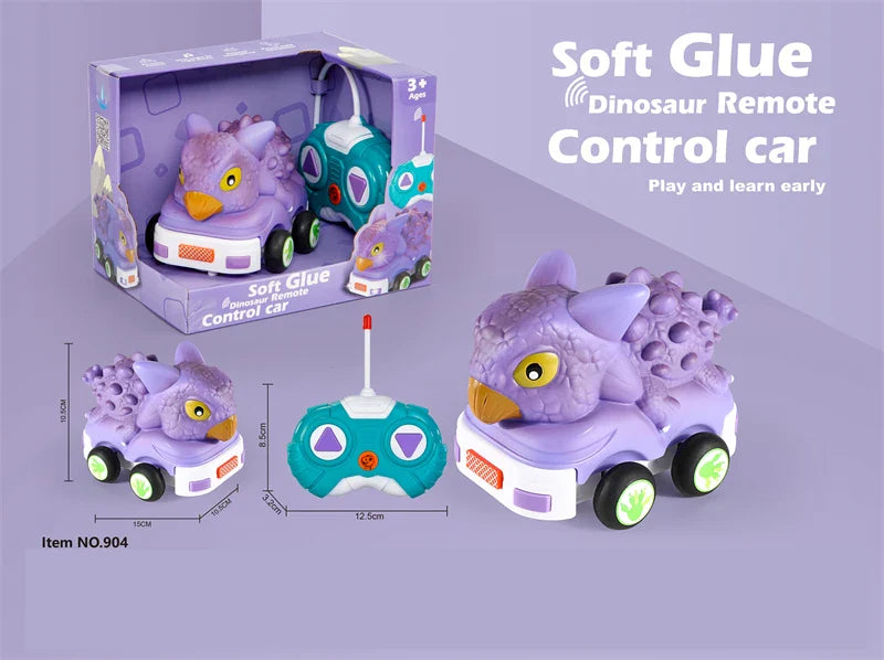 HKM-738067 Remote Control Soft Glue Dinosaur Car Toy for Indoor and Outdoor Play - Educational RC Vehicle for Ages 5 and Up
