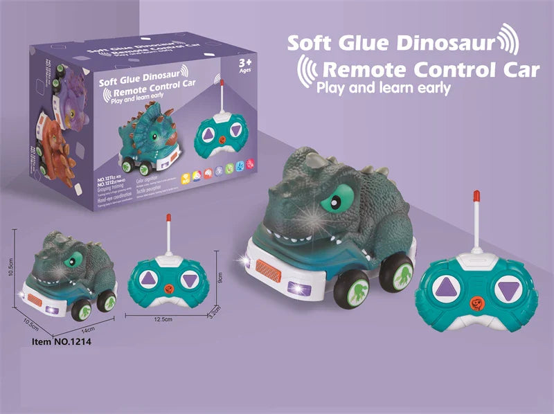 HKM-738067 Remote Control Soft Glue Dinosaur Car Toy for Indoor and Outdoor Play - Educational RC Vehicle for Ages 5 and Up