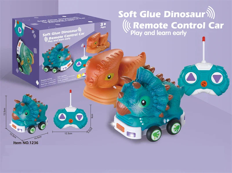 HKM-738067 Remote Control Soft Glue Dinosaur Car Toy for Indoor and Outdoor Play - Educational RC Vehicle for Ages 5 and Up