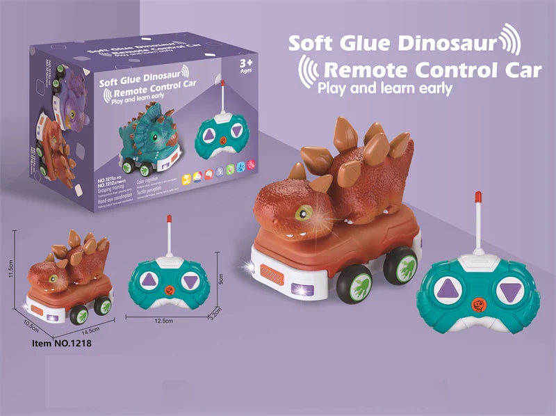 HKM-738067 Remote Control Soft Glue Dinosaur Car Toy for Indoor and Outdoor Play - Educational RC Vehicle for Ages 5 and Up