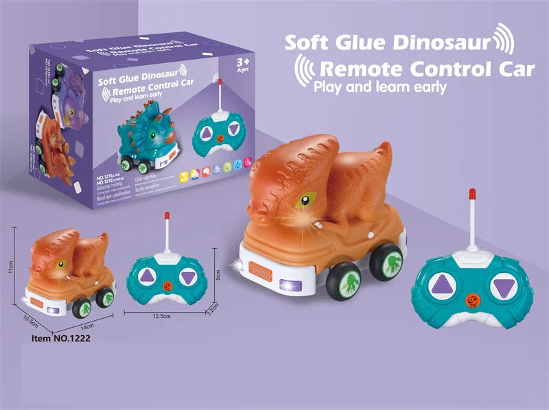 HKM-738067 Remote Control Soft Glue Dinosaur Car Toy for Indoor and Outdoor Play - Educational RC Vehicle for Ages 5 and Up
