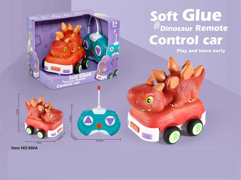 HKM-738067 Remote Control Soft Glue Dinosaur Car Toy for Indoor and Outdoor Play - Educational RC Vehicle for Ages 5 and Up