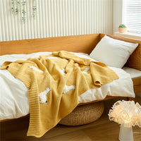HKM-738131 Three-Dimensional Cotton Embroidered Blanket for Kids, 75x100CM, Available in Light Pink, White, Blue, Meat Pink, Gray, Turmeric