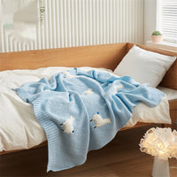 HKM-738131 Three-Dimensional Cotton Embroidered Blanket for Kids, 75x100CM, Available in Light Pink, White, Blue, Meat Pink, Gray, Turmeric