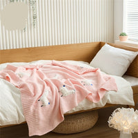 HKM-738131 Three-Dimensional Cotton Embroidered Blanket for Kids, 75x100CM, Available in Light Pink, White, Blue, Meat Pink, Gray, Turmeric