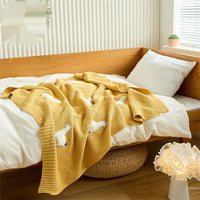 HKM-738131 Three-Dimensional Cotton Embroidered Blanket for Kids, 75x100CM, Available in Light Pink, White, Blue, Meat Pink, Gray, Turmeric