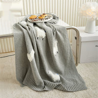 HKM-738131 Three-Dimensional Cotton Embroidered Blanket for Kids, 75x100CM, Available in Light Pink, White, Blue, Meat Pink, Gray, Turmeric