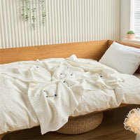 HKM-738131 Three-Dimensional Cotton Embroidered Blanket for Kids, 75x100CM, Available in Light Pink, White, Blue, Meat Pink, Gray, Turmeric