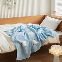 HKM-738131 Three-Dimensional Cotton Embroidered Blanket for Kids, 75x100CM, Available in Light Pink, White, Blue, Meat Pink, Gray, Turmeric