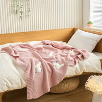 HKM-738131 Three-Dimensional Cotton Embroidered Blanket for Kids, 75x100CM, Available in Light Pink, White, Blue, Meat Pink, Gray, Turmeric