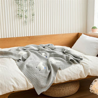 HKM-738131 Three-Dimensional Cotton Embroidered Blanket for Kids, 75x100CM, Available in Light Pink, White, Blue, Meat Pink, Gray, Turmeric