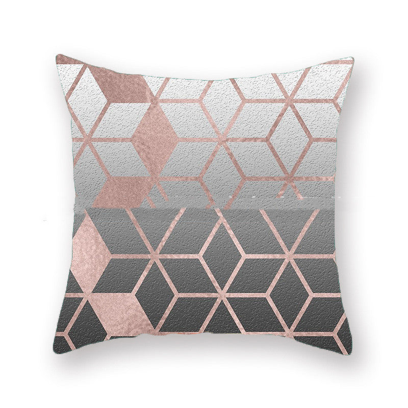 HKM-738195 Geometric Plush Pillowcase 45x45cm for Living Room and Bedroom Decor