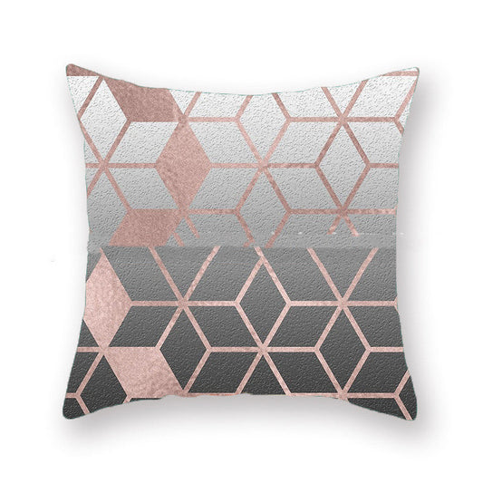 HKM-738195 Geometric Plush Pillowcase 45x45cm for Living Room and Bedroom Decor